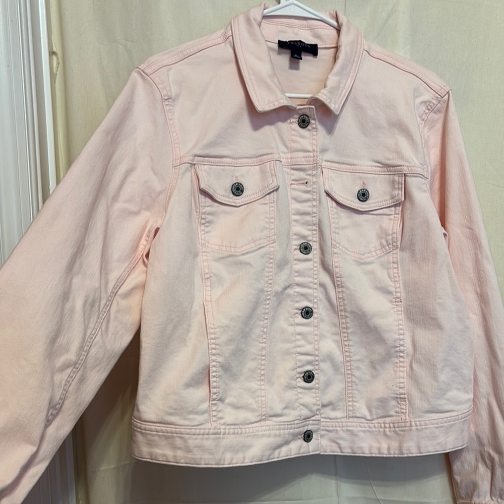 Talbots Pink Jean Jacket Classic Denim Style